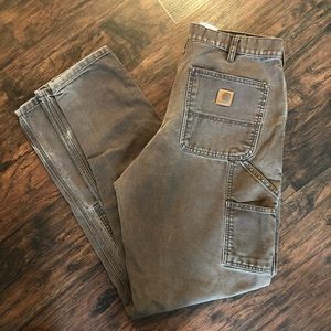 VTG Brown Carhartt Dungaree Jeans Size 33x34 perfectly worn 🔥